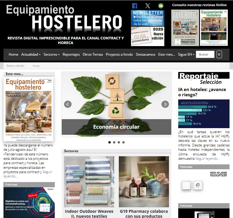 Portada web equipamento hostalero